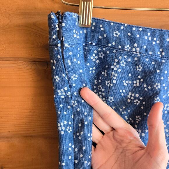 Free People Wild Heart Printed Wide Leg Pant Cotton Linen 8 Side Zip High Rise - Picture 7 of 7